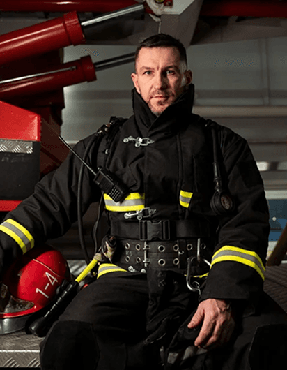 Male firefighter in tactical gear