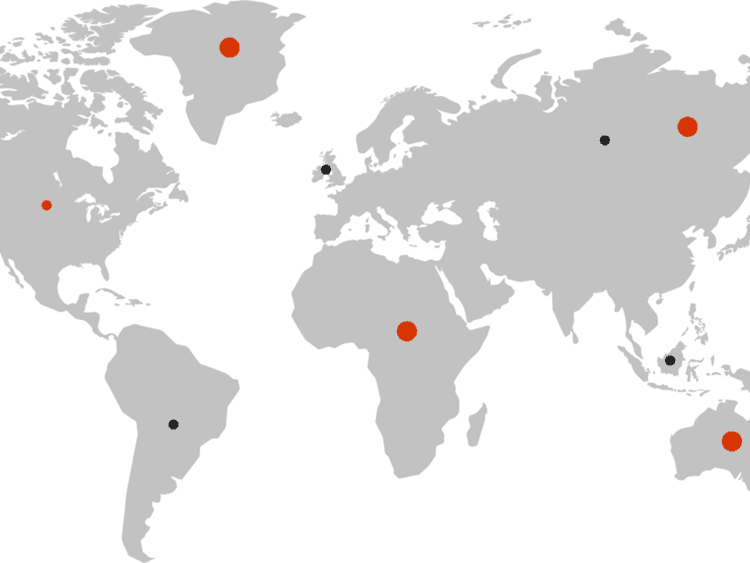 World map with location markers